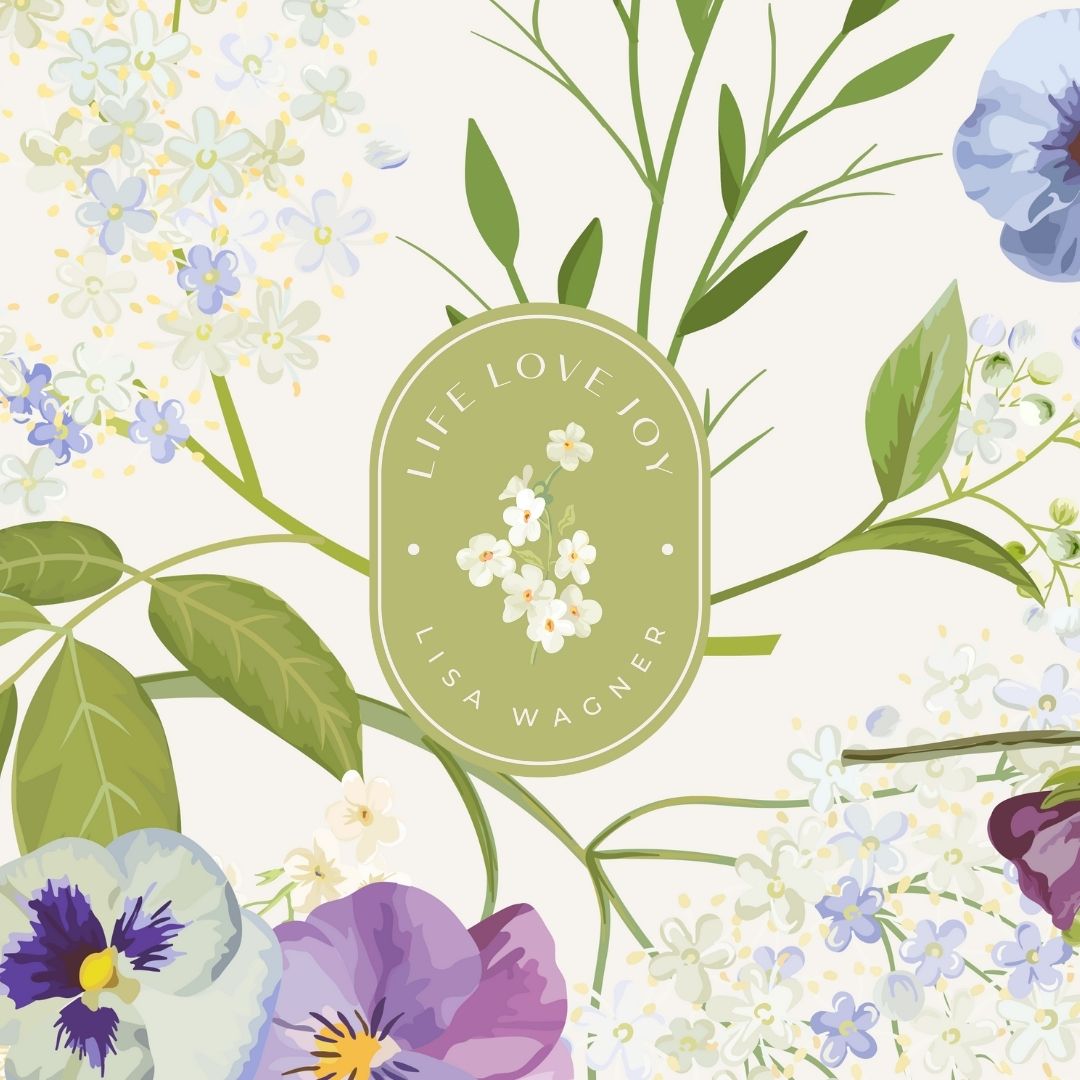 Frisches, frühlingshaftes und freudiges Logo mit Blumen für Webseite von Life Coachin lifelovejoy