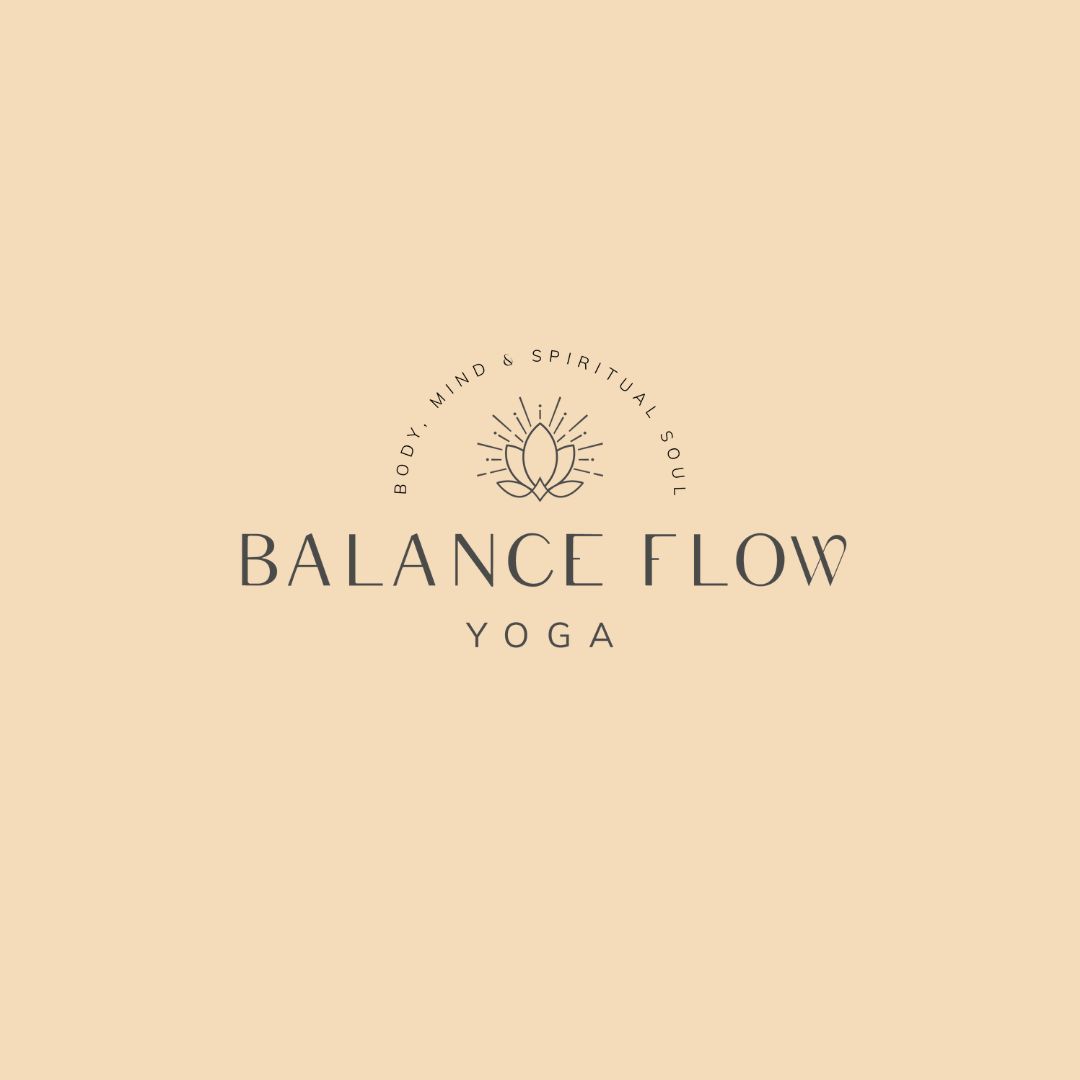 Klares und spirituelles Logo mit Text für Yogalehrerin Balance Flow Yoga