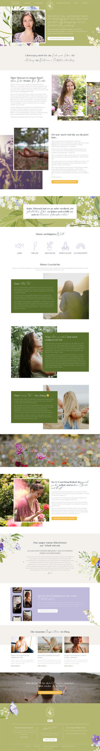 Screenshot zeigt natürliche, weibliche und positive Wirkung von Webseite für Life Coachin lifelovejoy