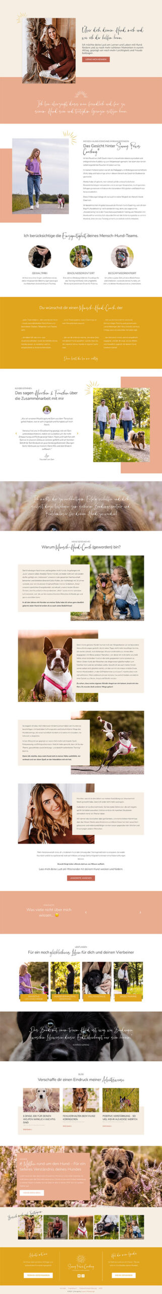 Screenshot von "Über mich" der Website für Mensch-Hund-Coach zeigt authentisches Branding und emotionales Design