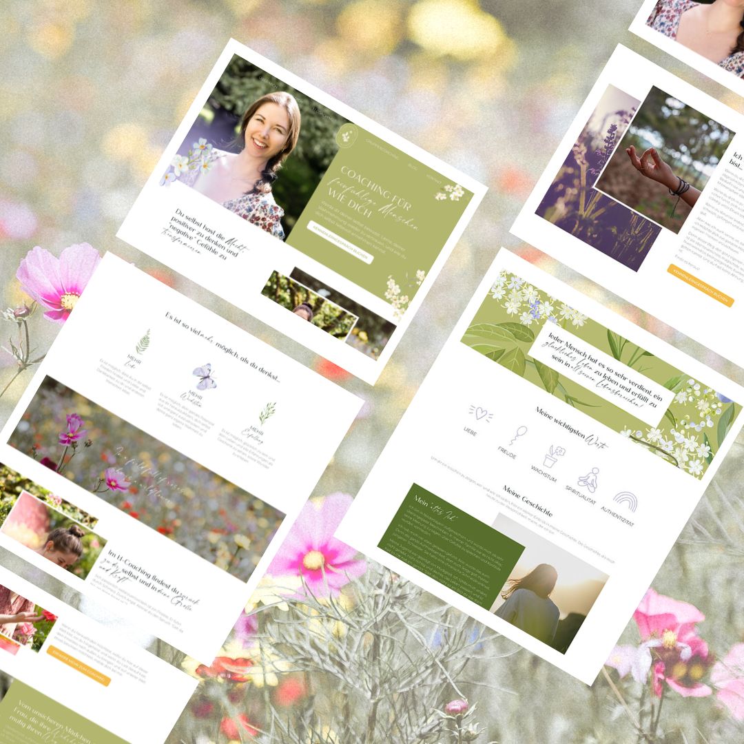 Natürliches, leichtes und weibliches Webdesign und Branding für Website von Life Coachin lifelovejoy