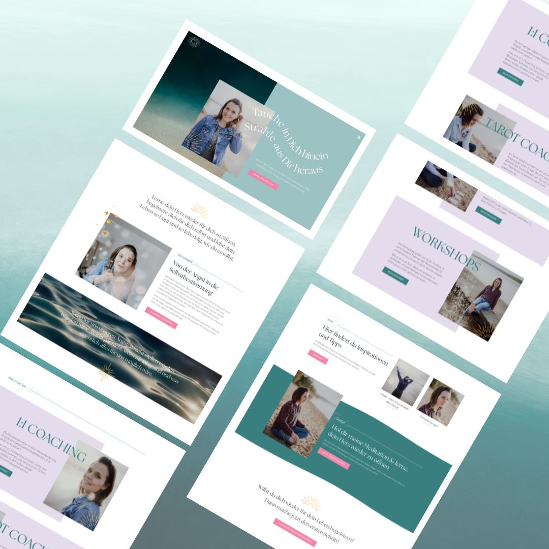 Screenshots zeigen tiefes und klares Branding und Webdesign für Life Coachin Julia von Gefühlstauchen