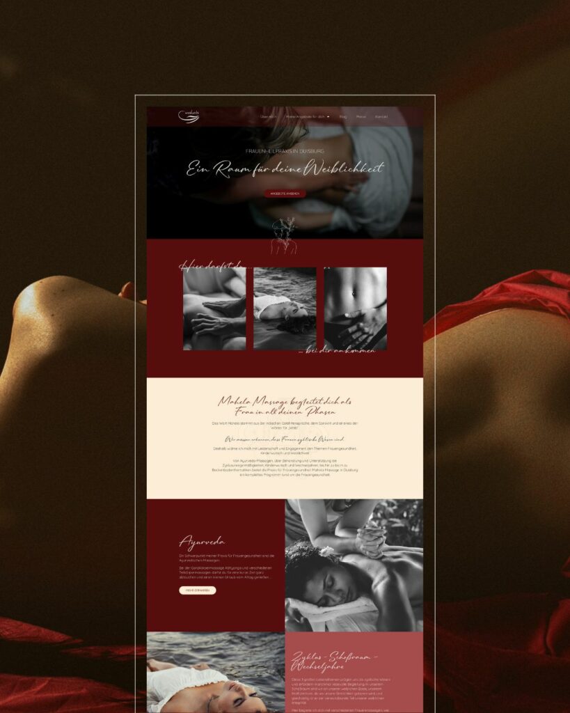 Screenshot der Homepage von Heilpraxis Mahela zeigt modernes Branding und warmes Webdesign