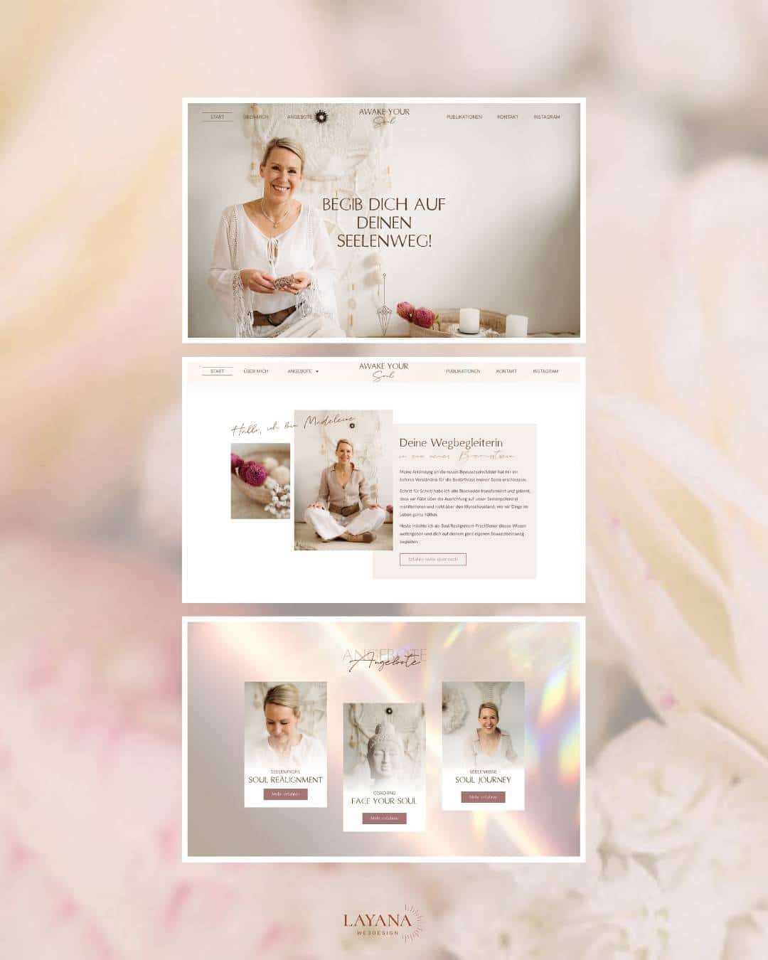 Boho Webdesign Spirituelles Coaching Awake Your Soul Übersicht